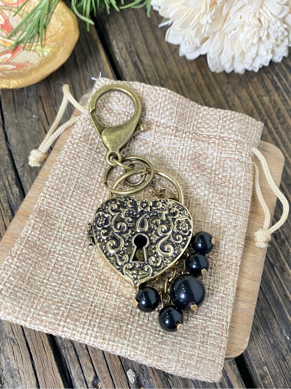 Jumbo Heart Locket Keychain